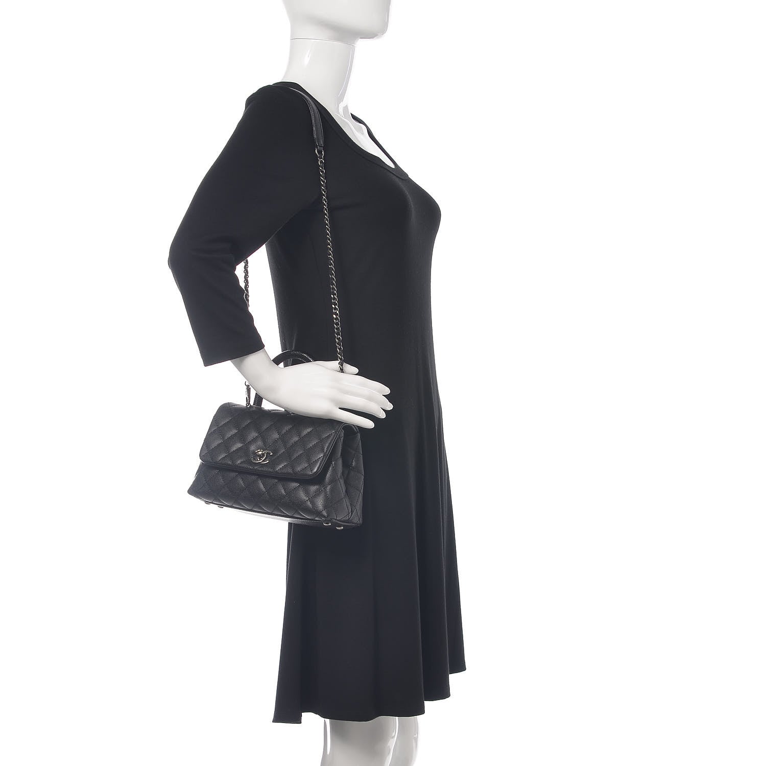 Chanel Caviar Lizard Quilted Mini Coco Handle Flap Black 2 of 10