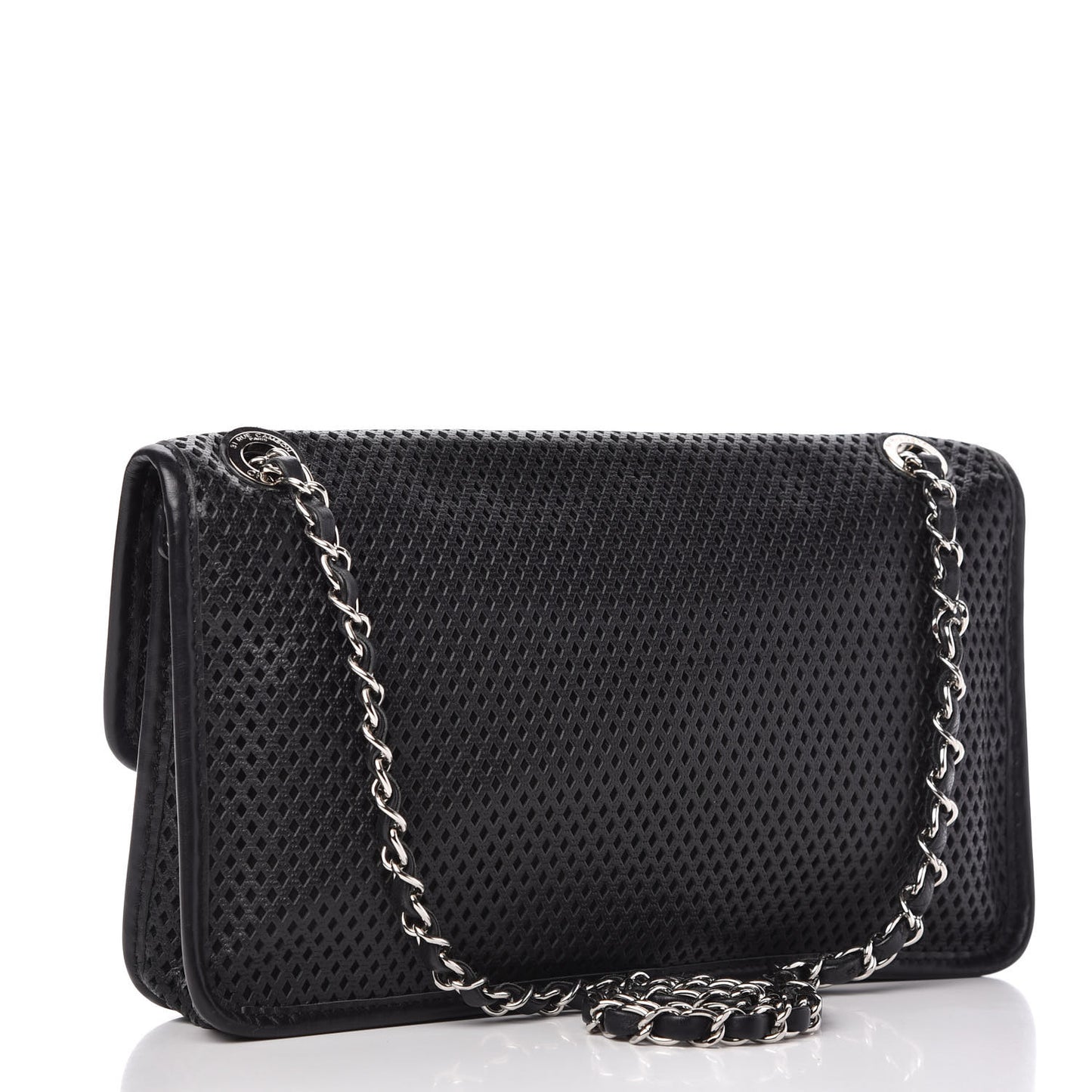 Perforated Calfskin Large Up In The Air Flap Black