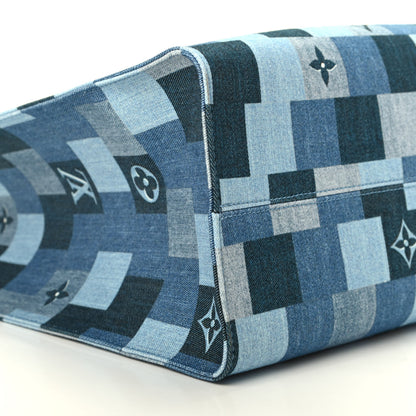 Louis Vuitton Denim Damier Monogram Onthego Blue Rouge 6 of 9