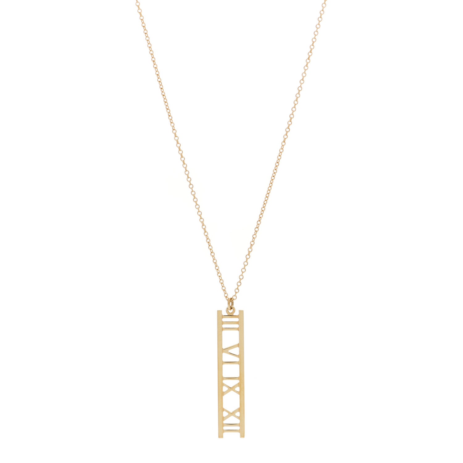 Tiffany 18K Yellow Gold Atlas Bar Pendant Necklace 1 of 3