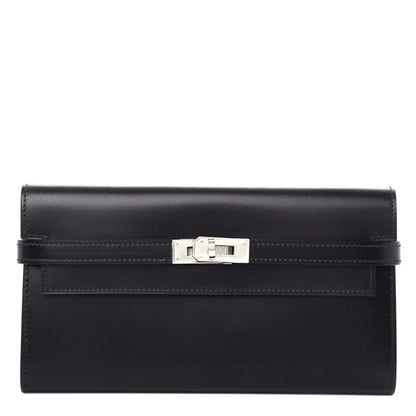 Hermes Box Guilloche Kelly Longue Wallet Black 1 of 7