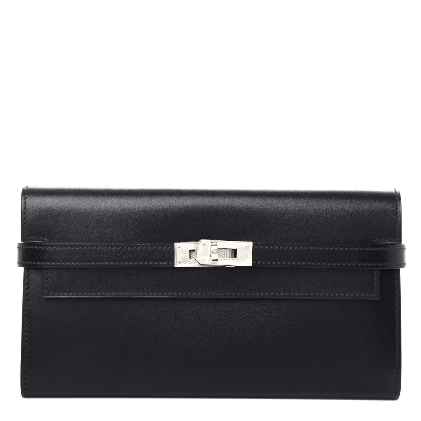 Box Guilloche Kelly Longue Wallet Black