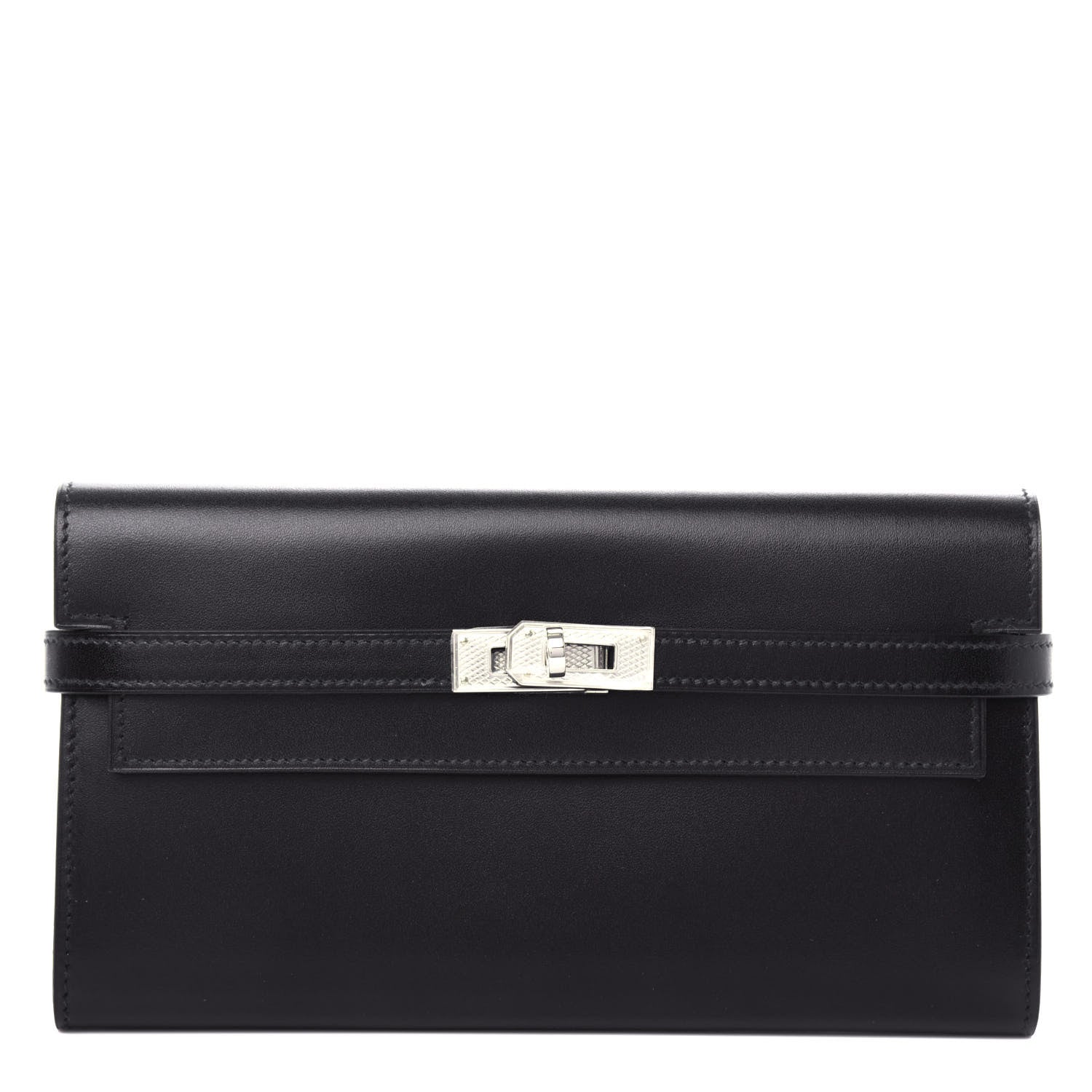 Hermes Box Guilloche Kelly Longue Wallet Black 1 of 7