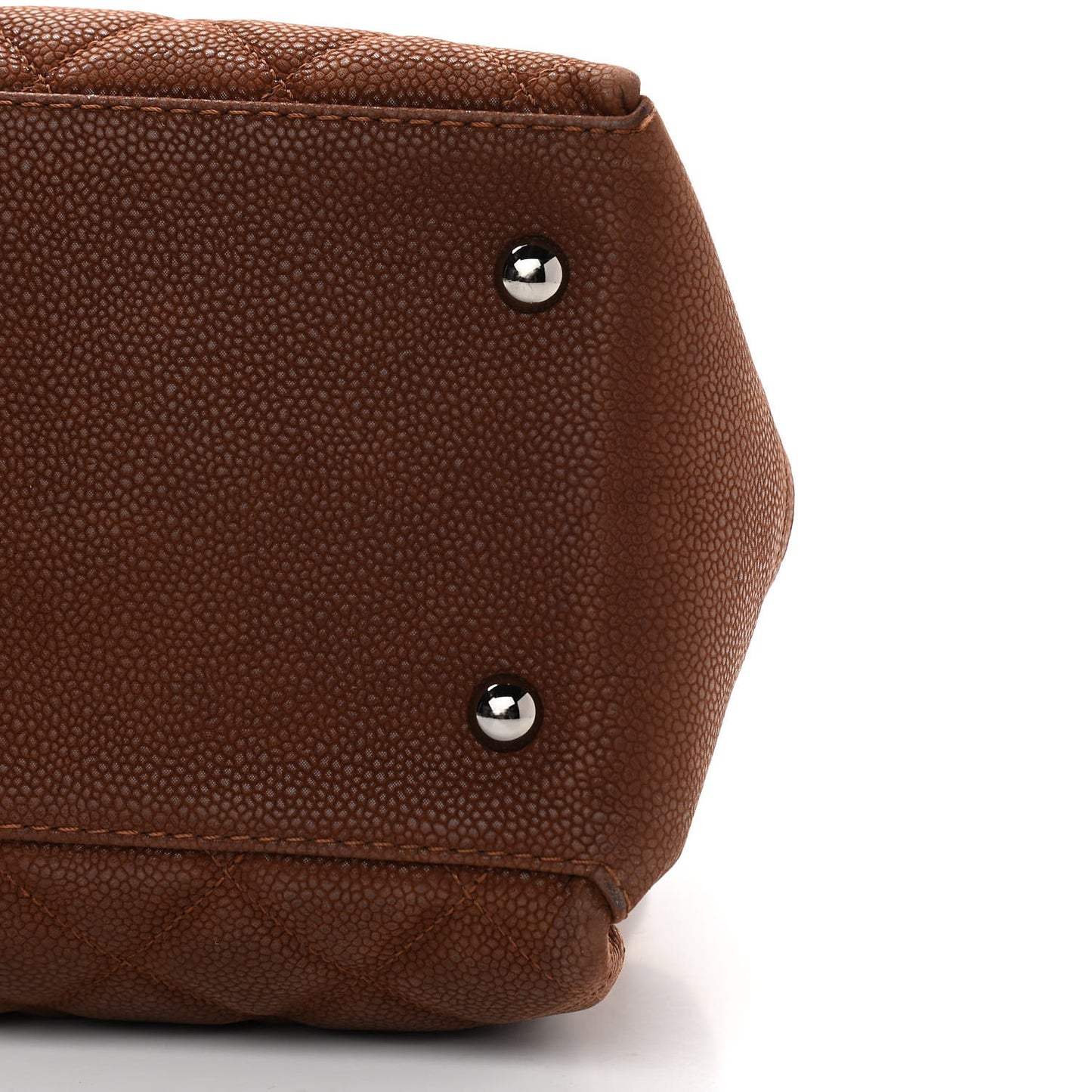 Iridescent Caviar Quilted Lady Pearly Tote Brown