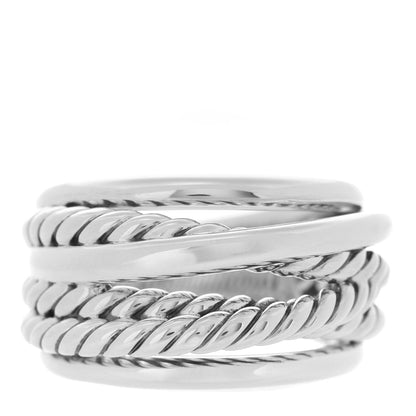 David Yurman Sterling Silver 15mm Narrow Crossover Cable Ring 54 7 1 of 4