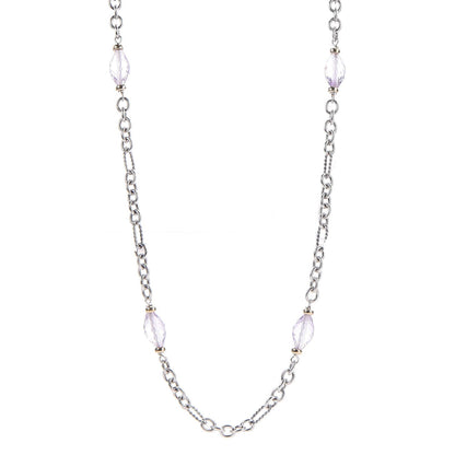David Yurman 18K Yellow Gold Sterling Silver Amethyst Figaro Chain Necklace 1 of 6