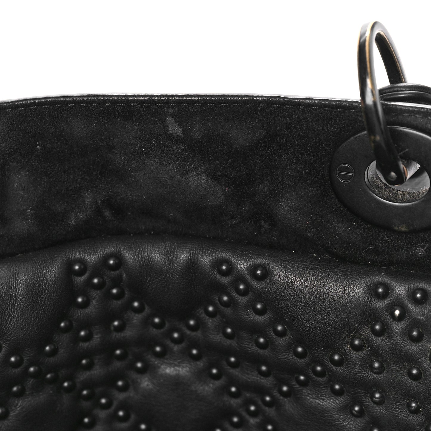 UItra Matte Calfskin Cannage Studded Medium Supple Lady Dior Black