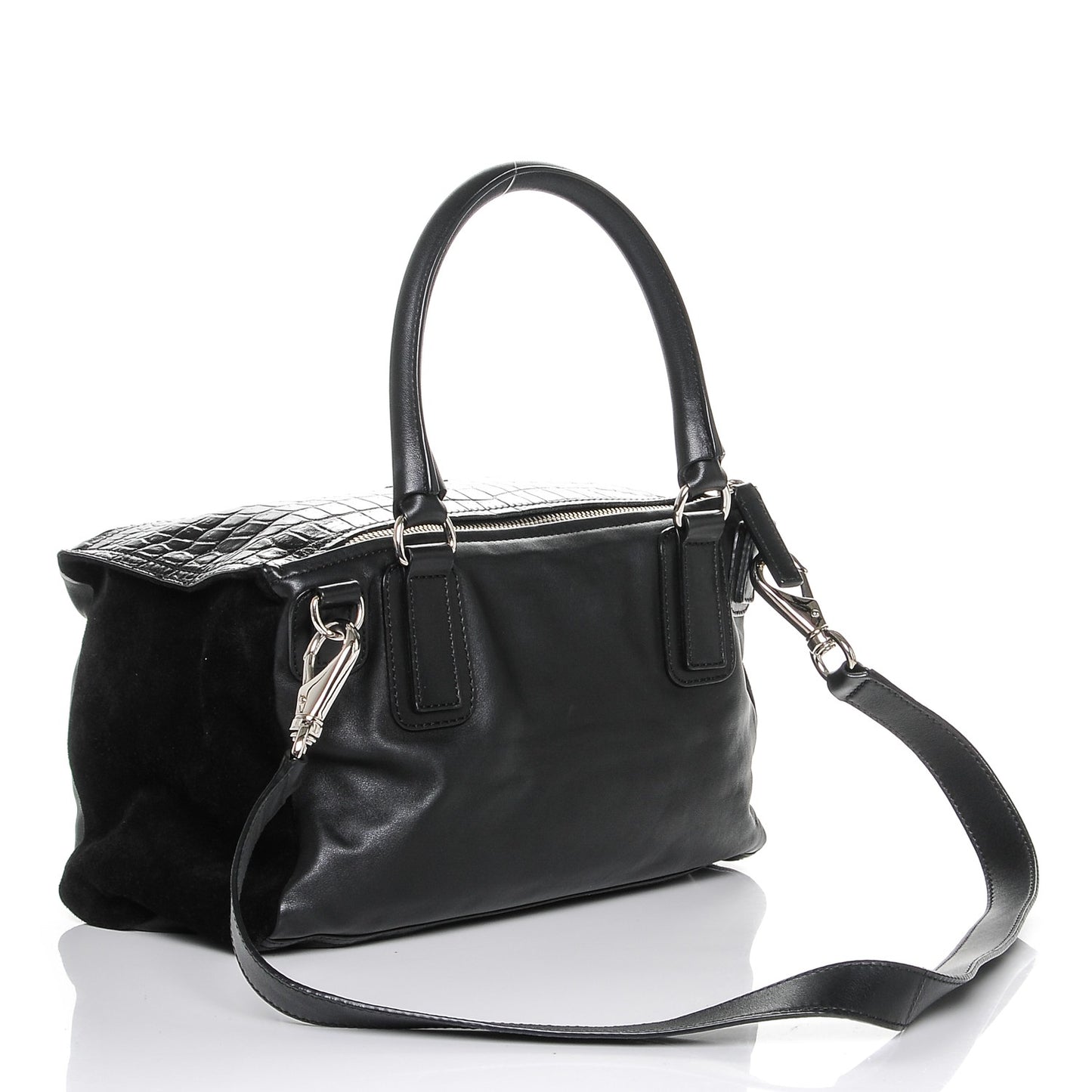 Calfskin Crocodile Embossed Medium Pandora Black