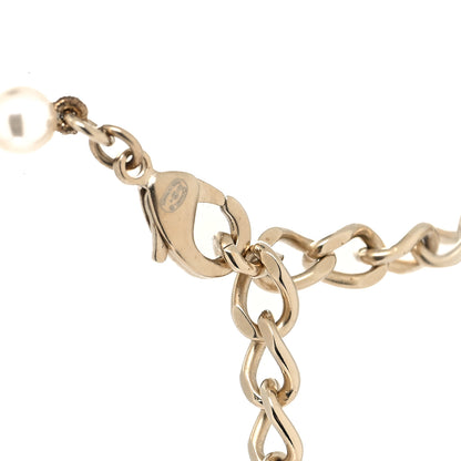 Chanel Pearl Crystal Baguette CC Short Necklace Gold 4 of 5