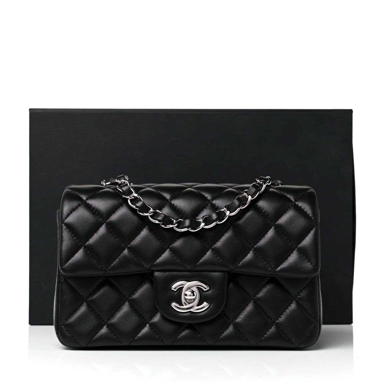 Chanel Lambskin Quilted Mini Rectangular Flap Black 10 of 10