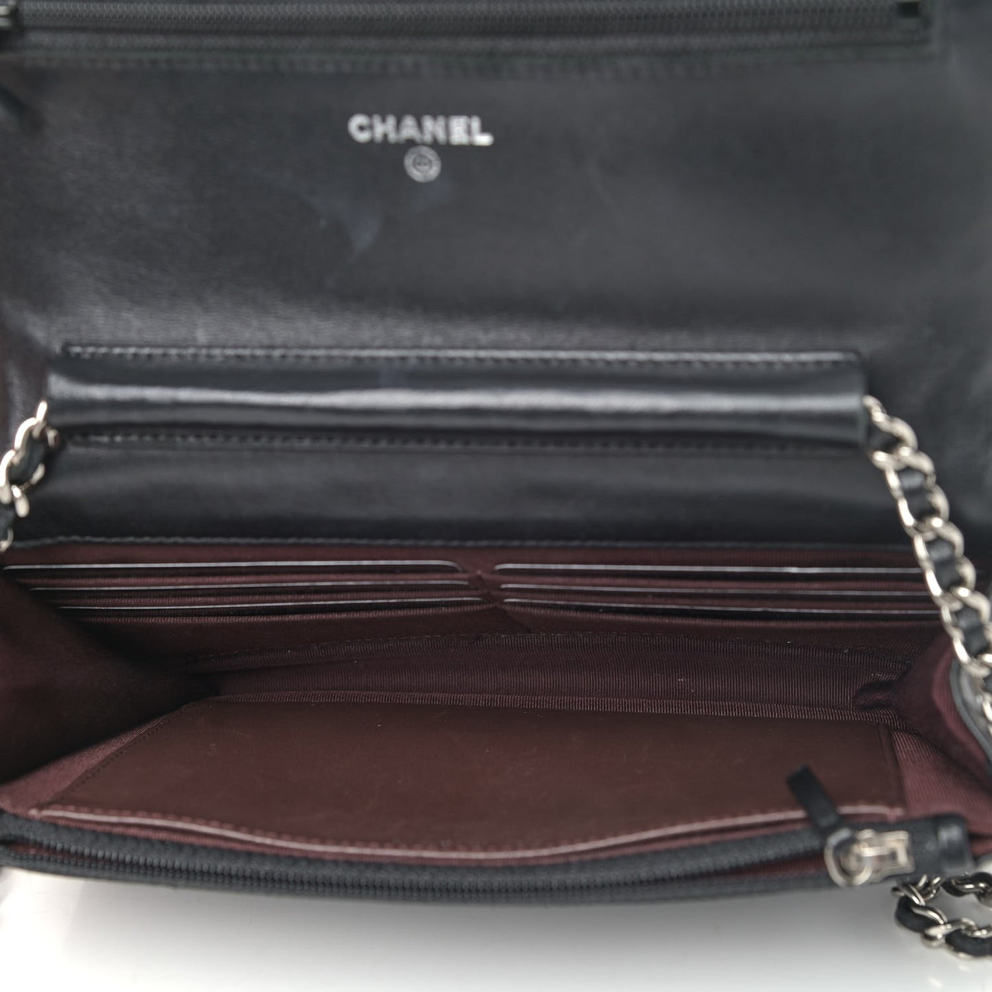 Lambskin Quilted Wallet On Chain WOC Black