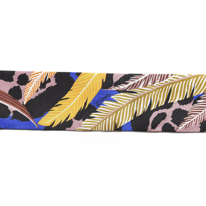 Hermes Silk Jaguar Quetzal Twilly Bleu Roy Brun Saumon 2 of 5