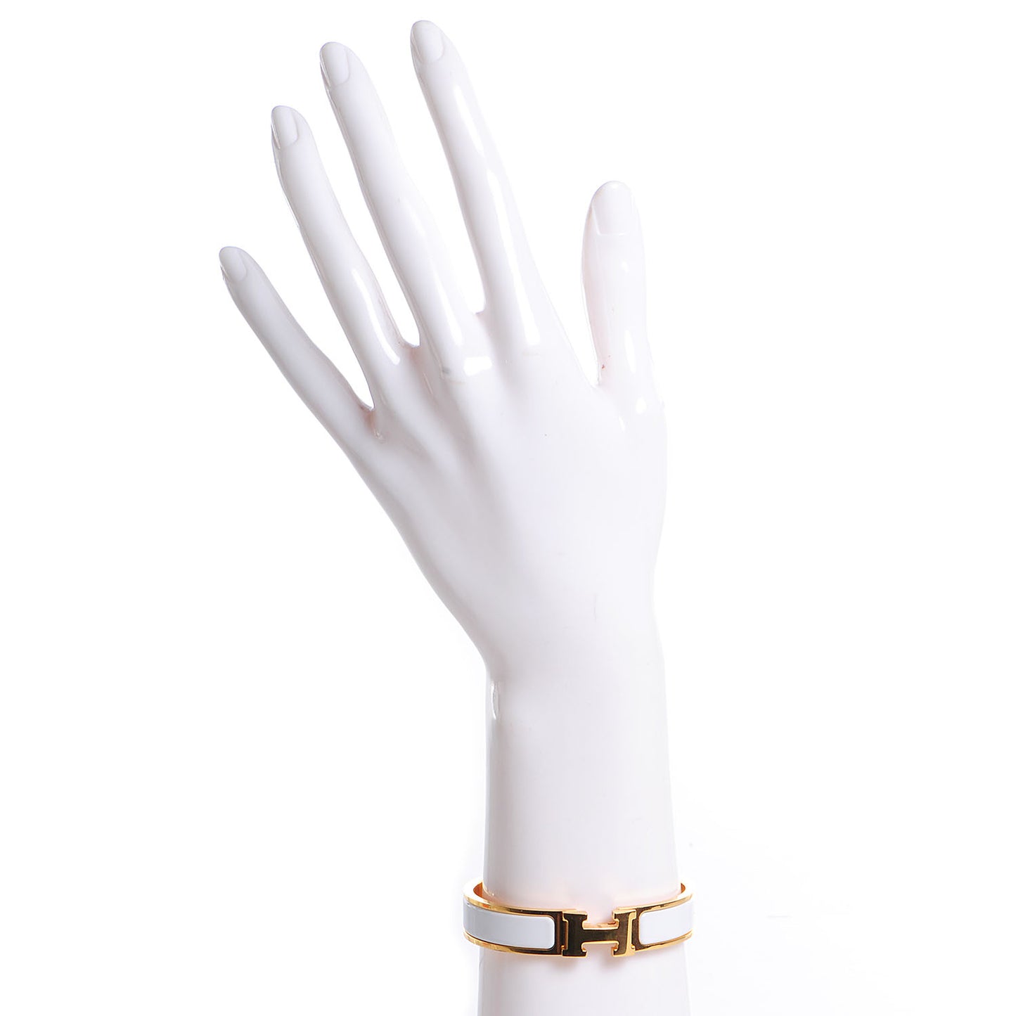 Enamel Narrow Clic Clac H Bracelet PM White
