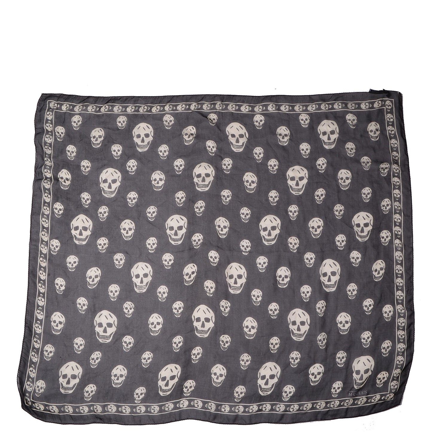 Silk Chiffon Skull Scarf Black