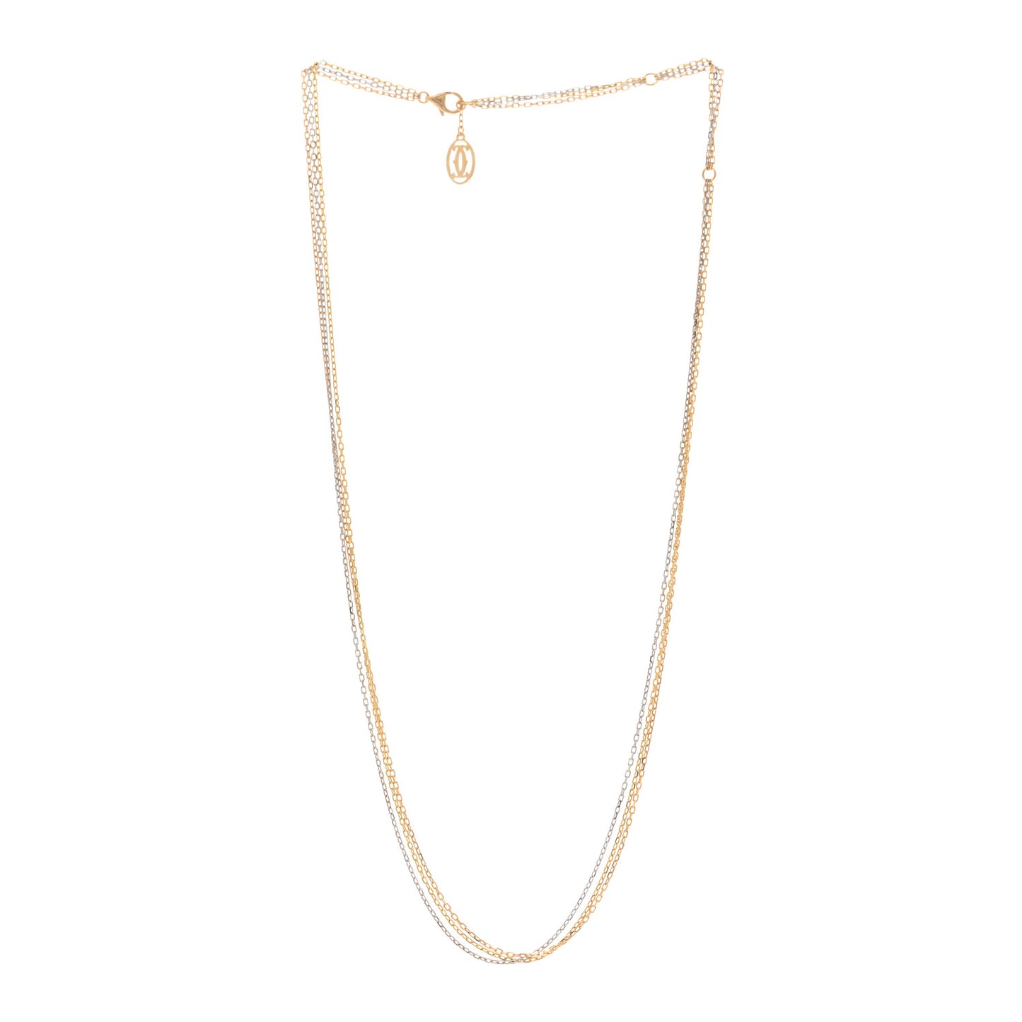 18K Pink Yellow White Gold Three Chain Necklace