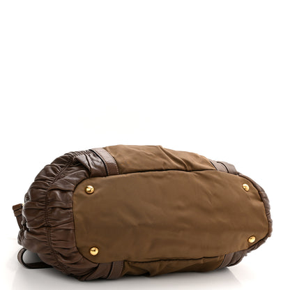 Prada Tessuto Nylon Nappa Gaufre Satchel Rovere Brown 4 of 10