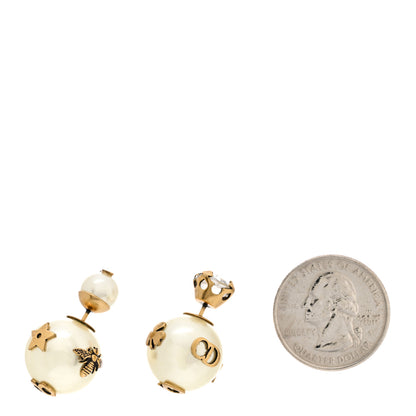 Christian Dior Pearl Crystal Tribales Bee Earrings Gold 2 of 5