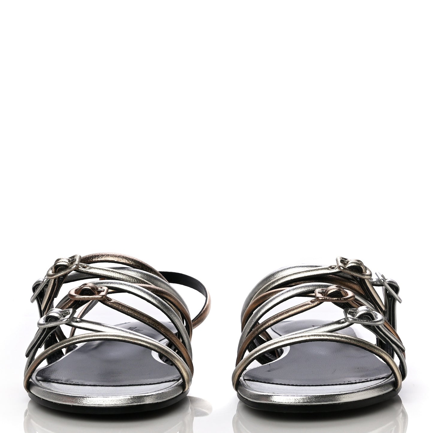 Metallic Nappa Buckles Sandals 36 Argent