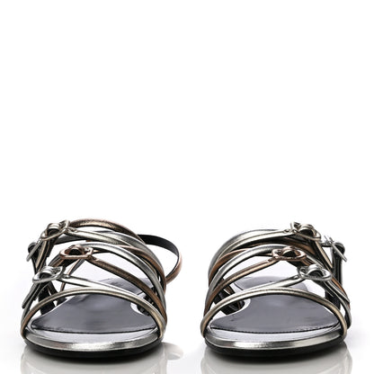 Hermes Metallic Nappa Buckles Sandals 36 Argent 2 of 16