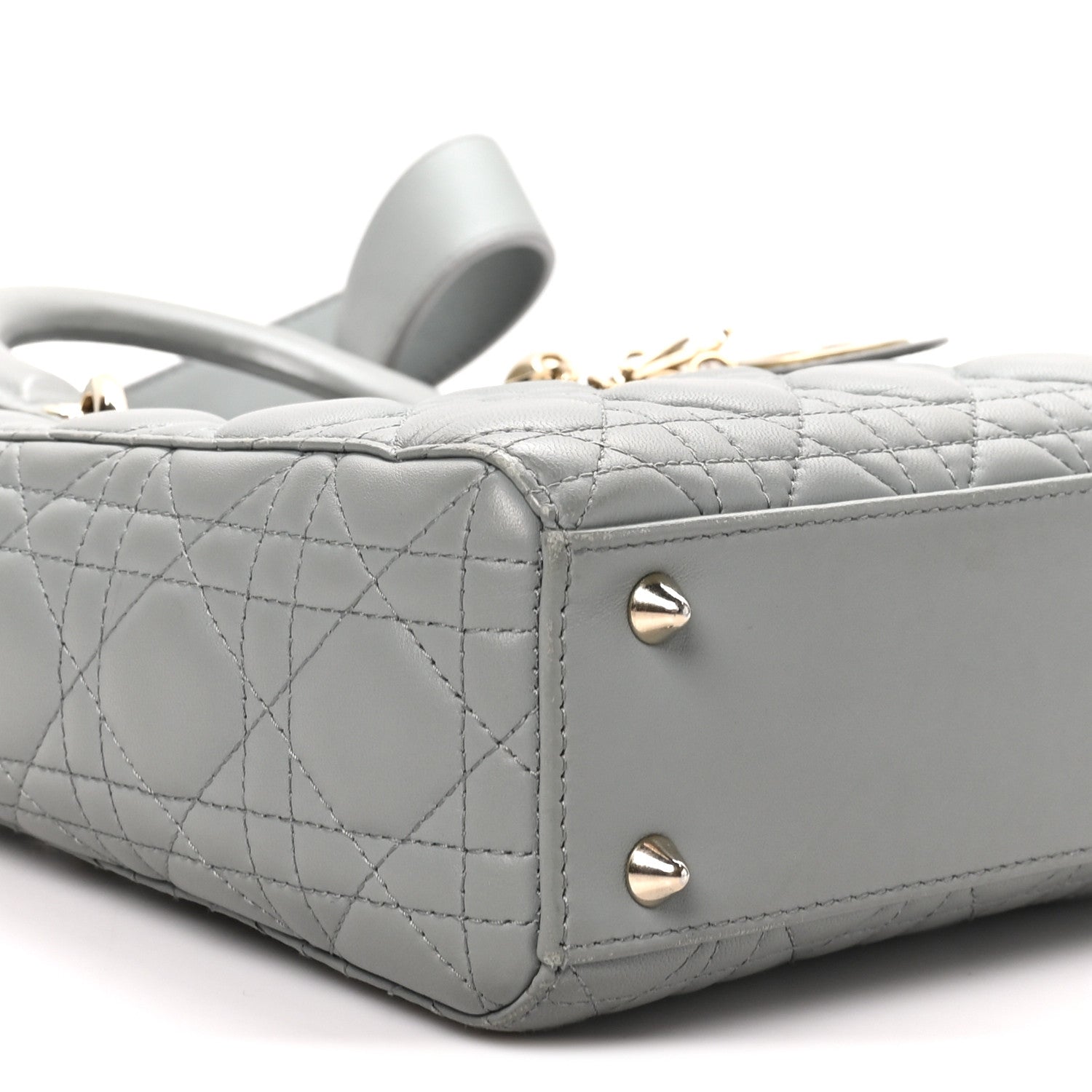 Christian Dior Lambskin Cannage Small My ABCDior Lady Dior Grey 9 of 10
