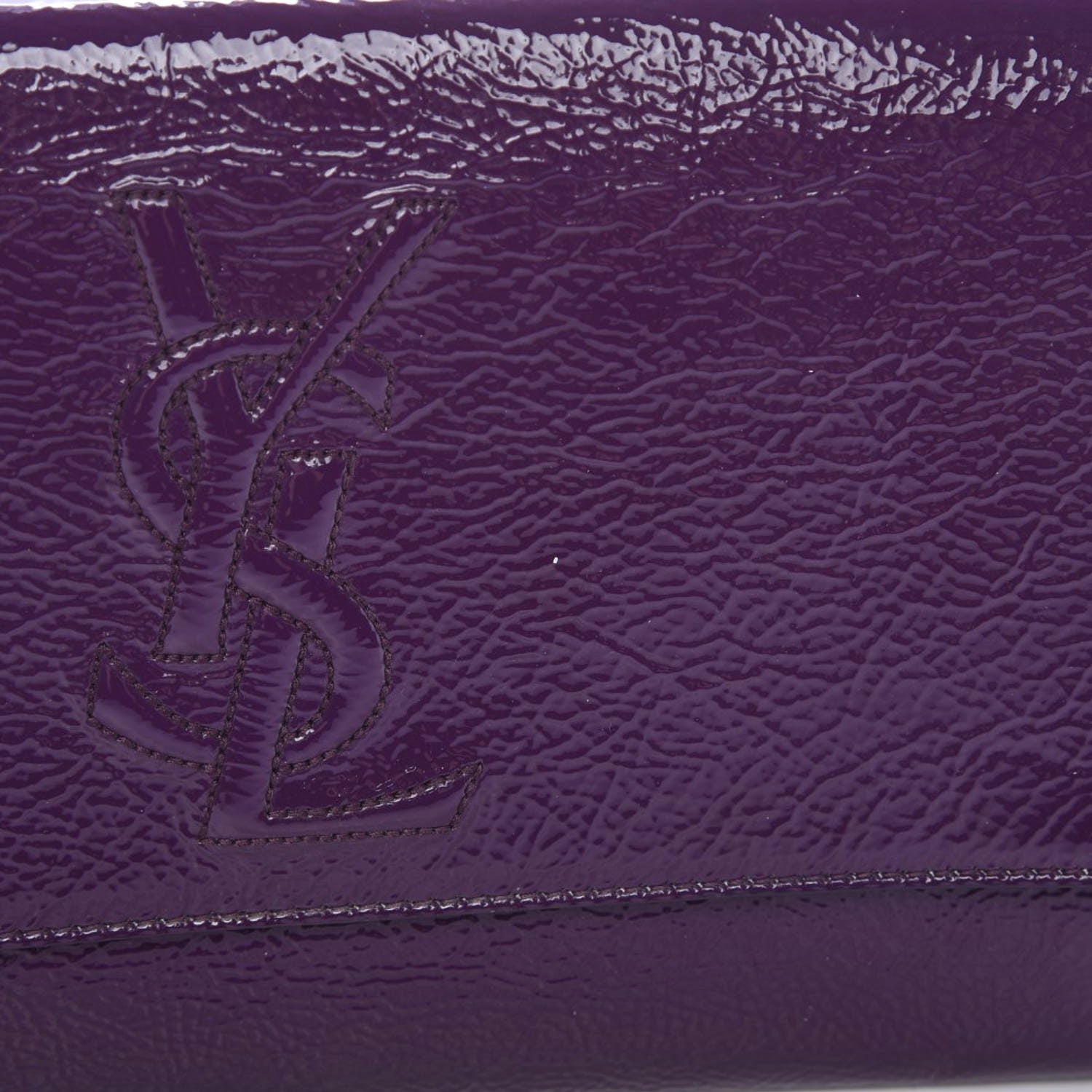 Saint Laurent Textured Patent Monogram Large Belle De Jour Clutch Purple 7 of 16