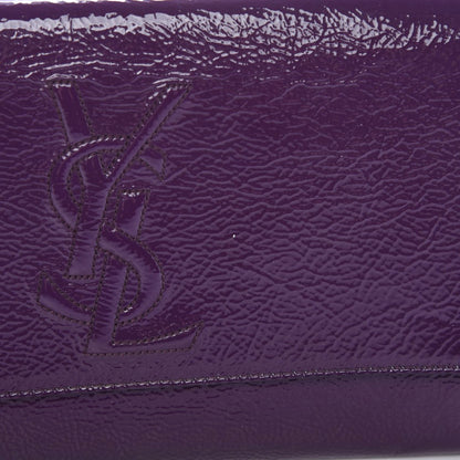 Saint Laurent Textured Patent Monogram Large Belle De Jour Clutch Purple 7 of 16