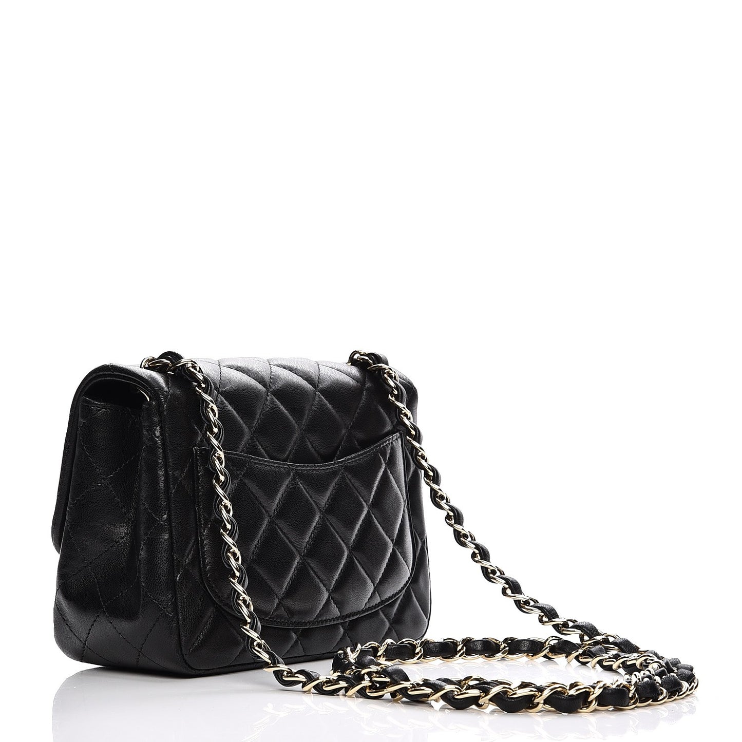 Lambskin Quilted Mini Square Flap Black
