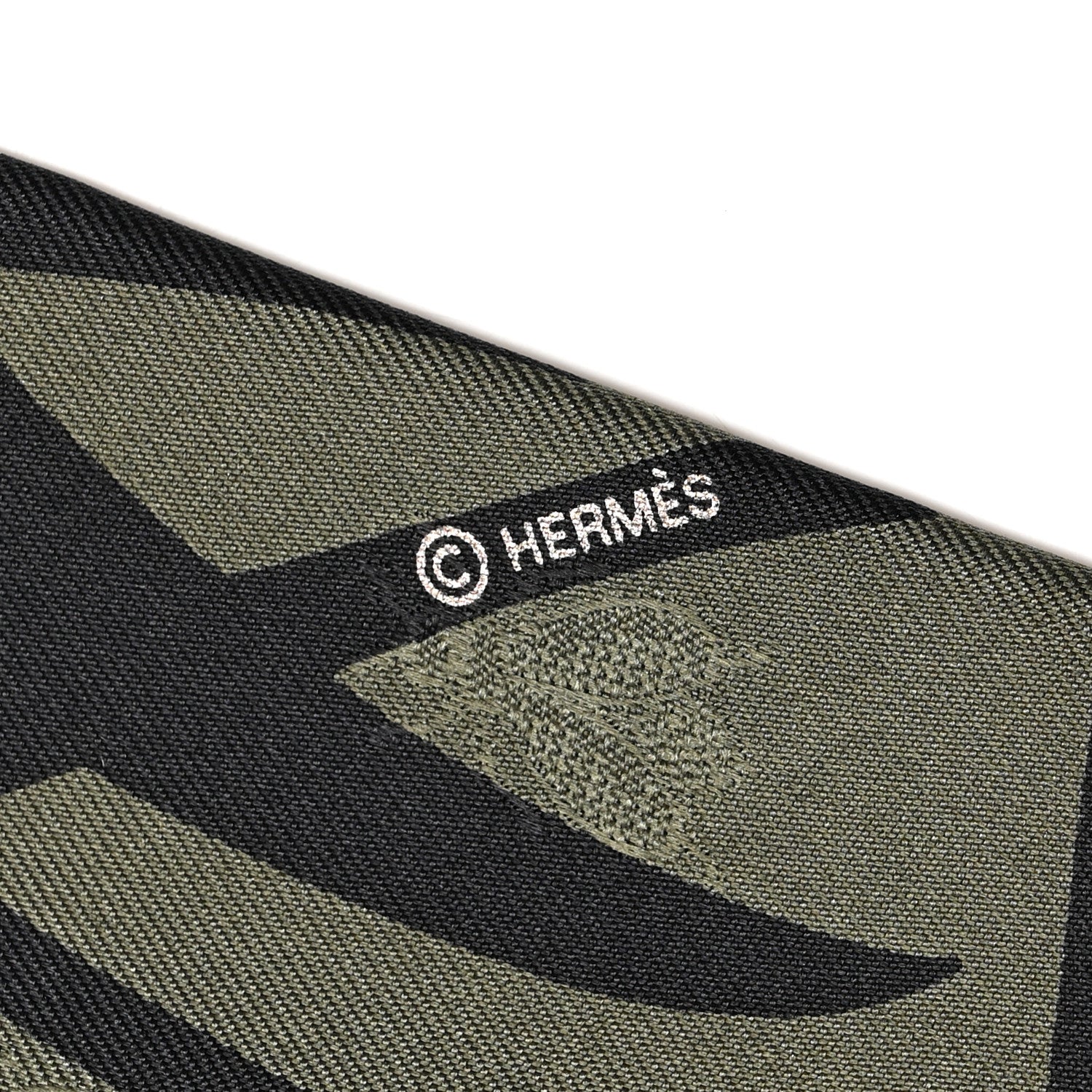 Hermes Silk Calfskin Bouquet Final Fringed Twilly Vert Loden Black 4 of 4