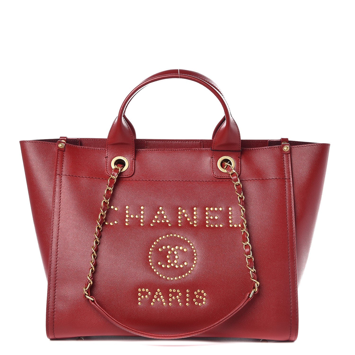 Chanel Caviar Small Studded Deauville Tote Burgundy 1 of 8