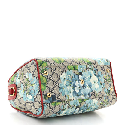 Gucci GG Supreme Monogram Blooms Small Boston Beige Blue Navy Hibiscus Red 4 of 11