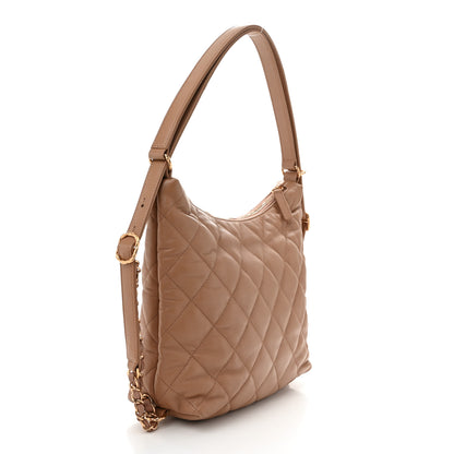 Chanel Lambskin Quilted Hobo Beige 3 of 10