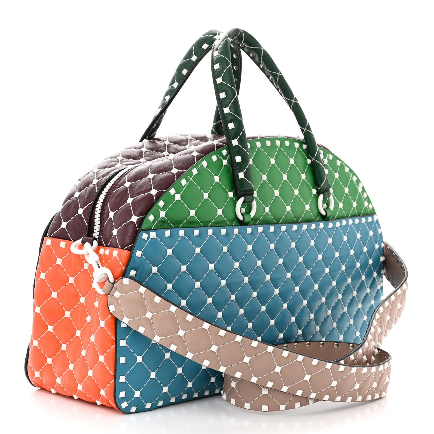 Lambskin Free Rockstud Spike Bowling Bag Multicolor