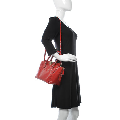 Valentino Garavani Patent Monochrome Small Rockstud Double Handle Tote Rosso Valentino 2 of 10