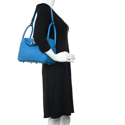 Hermes Taurillon Clemence Lindy 26 Bleu Frida 2 of 9