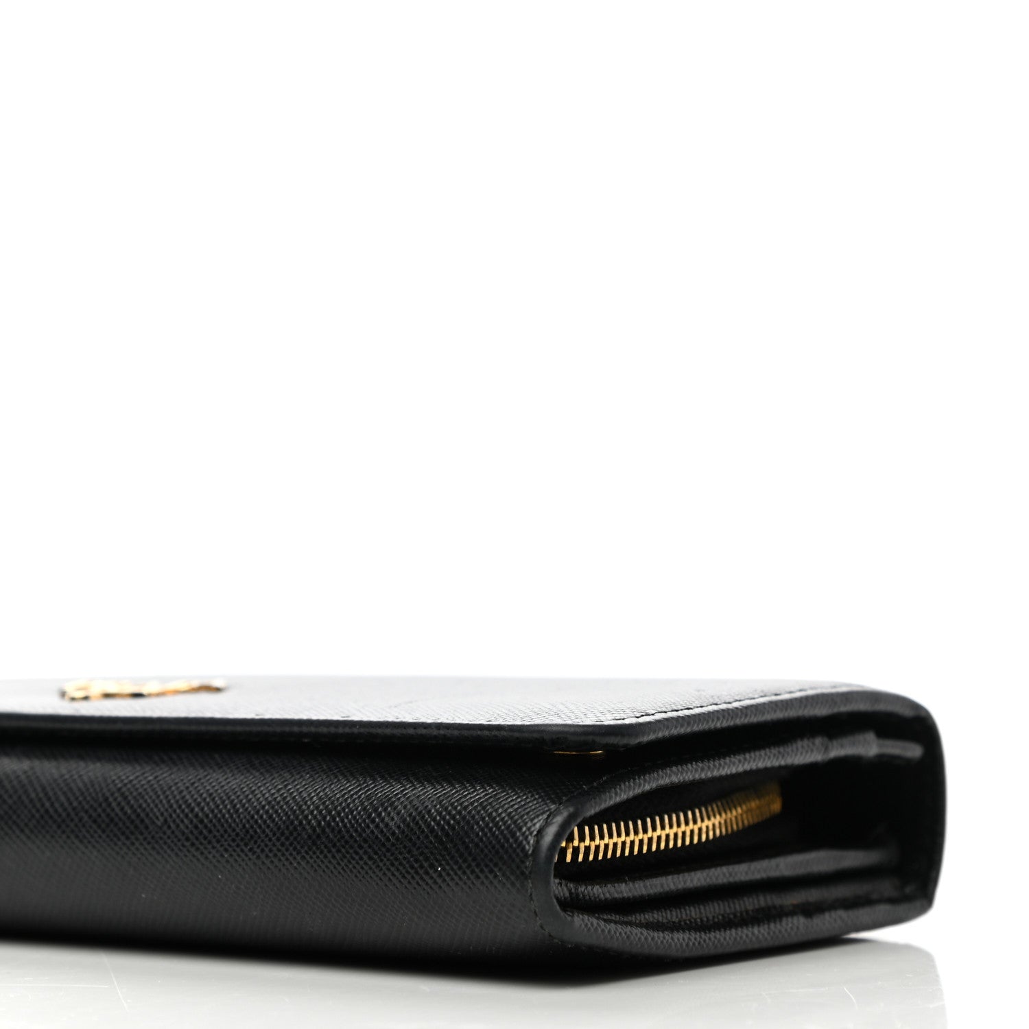 Prada Saffiano Metal Continental Flap Wallet Black 10 of 13