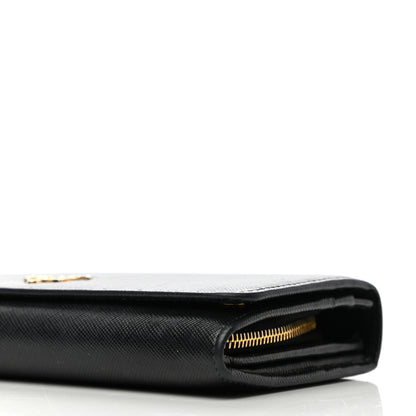 Prada Saffiano Metal Continental Flap Wallet Black 10 of 13
