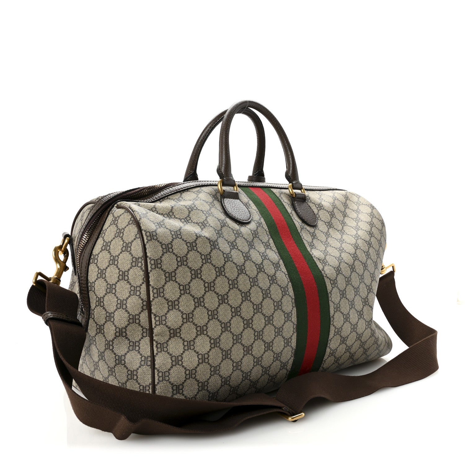 Gucci X BALENCIAGA BB Supreme Monogram Web Medium Ophidia Carry-On Duffle Bag Beige New Acero 2 of 9
