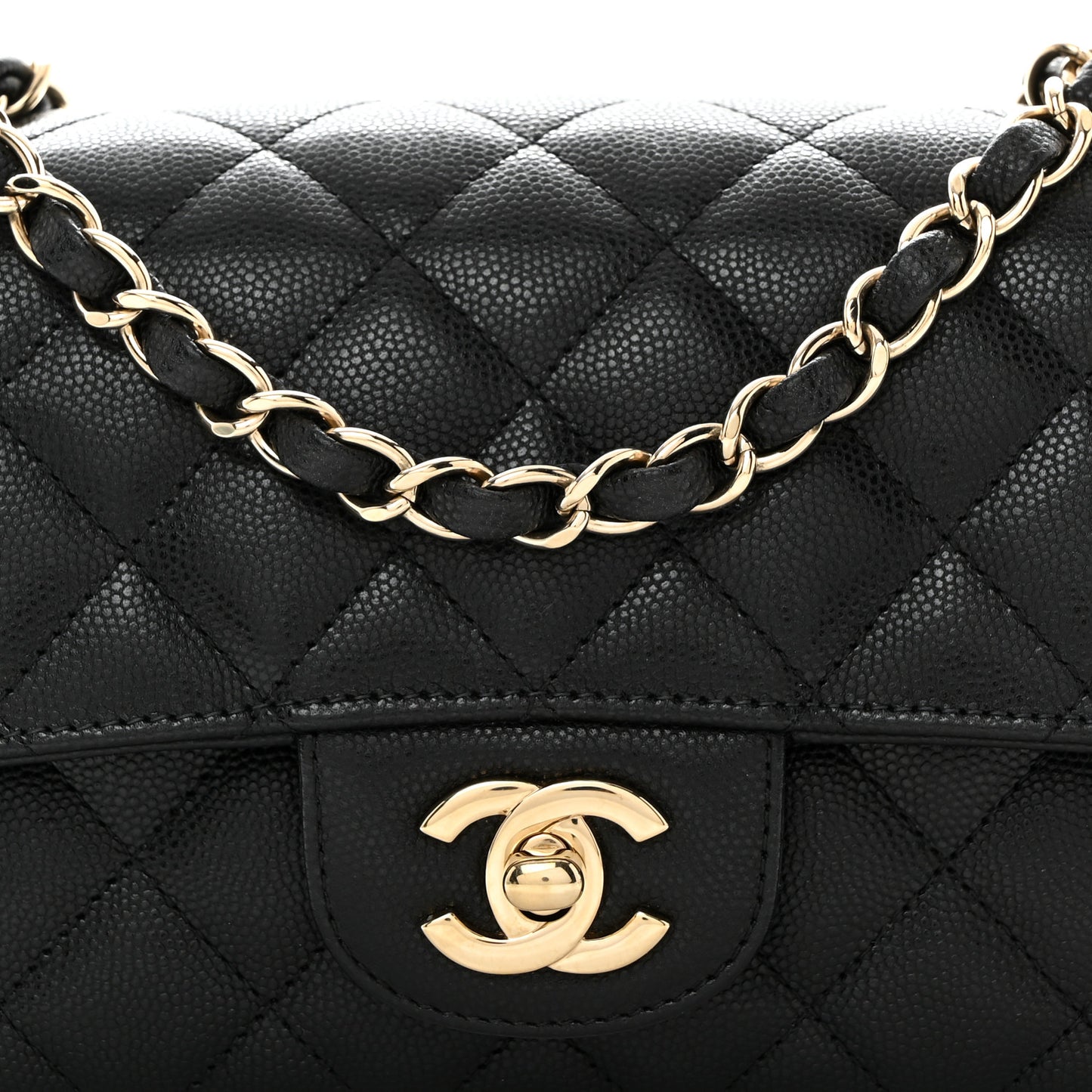 Caviar Quilted Mini Rectangular Flap Black