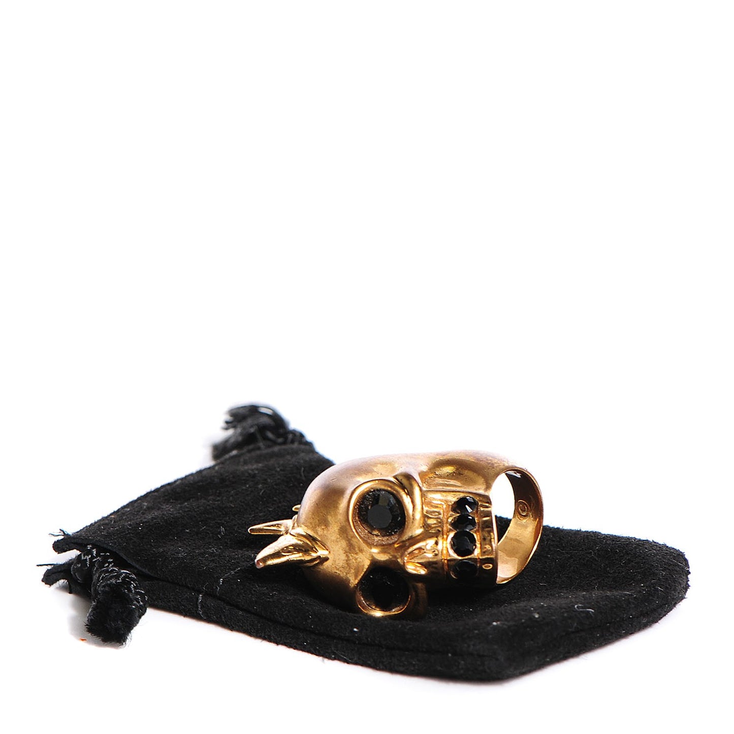 Crystal Shark Tooth Skull Ring 11 Gold Black