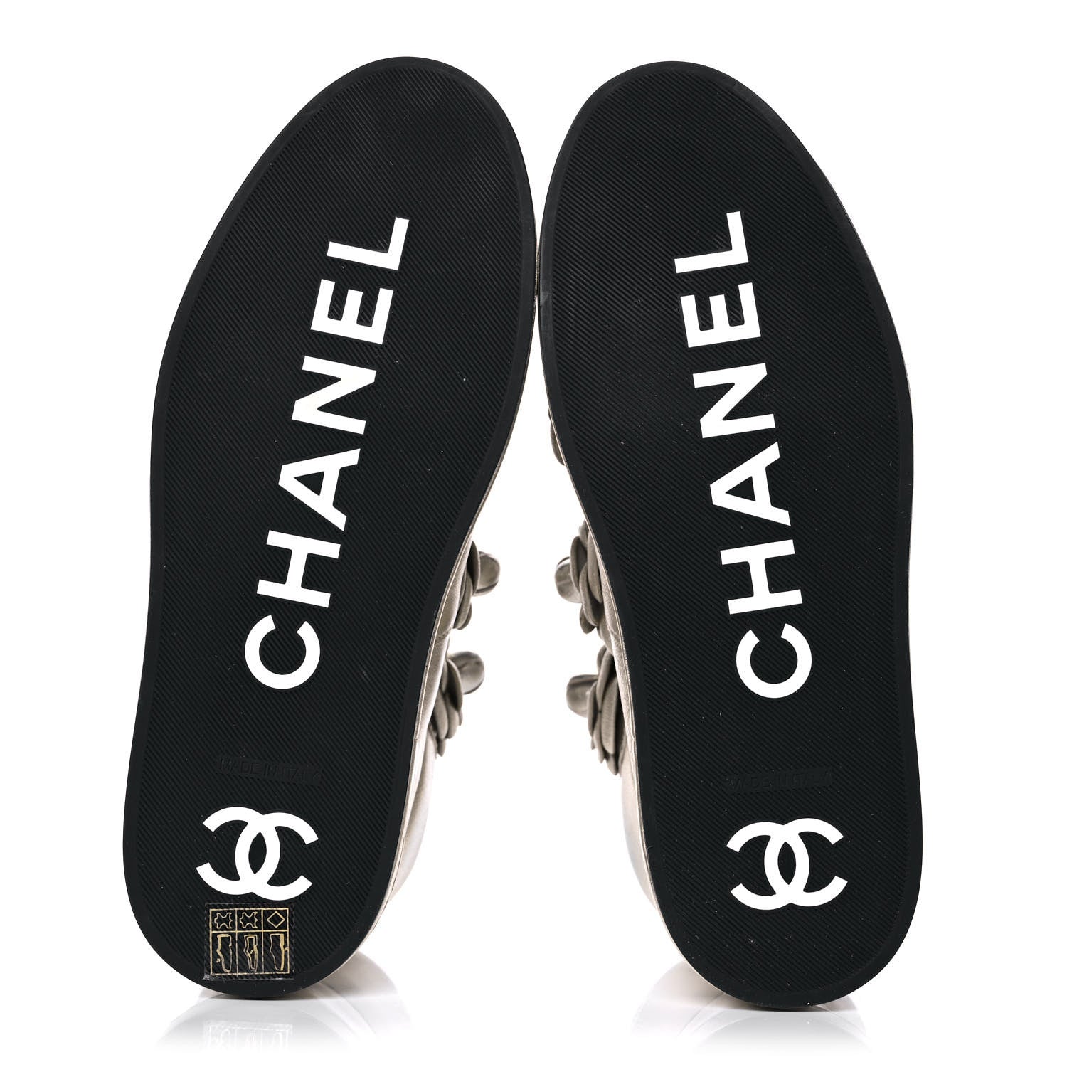 Chanel Metallic Lambskin Camellia High Top Sneakers 37 Gold 9 of 18