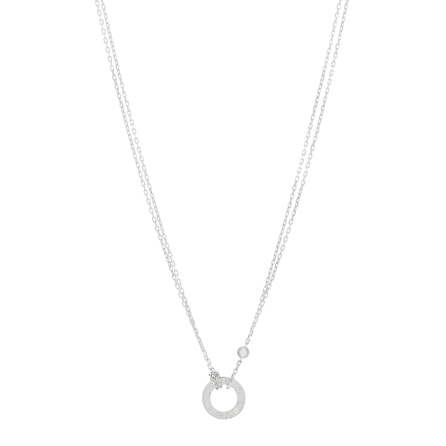 Cartier 18K White Gold 2 Diamond LOVE Necklace 1 of 4
