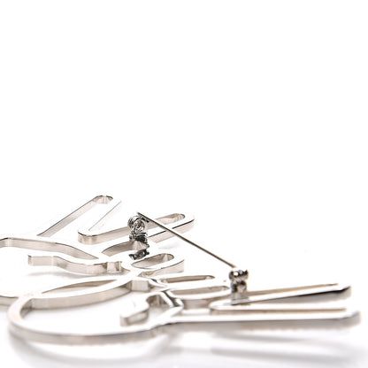 Chanel Strass Crystal Peace Sign Emoji Brooch Silver 4 of 5