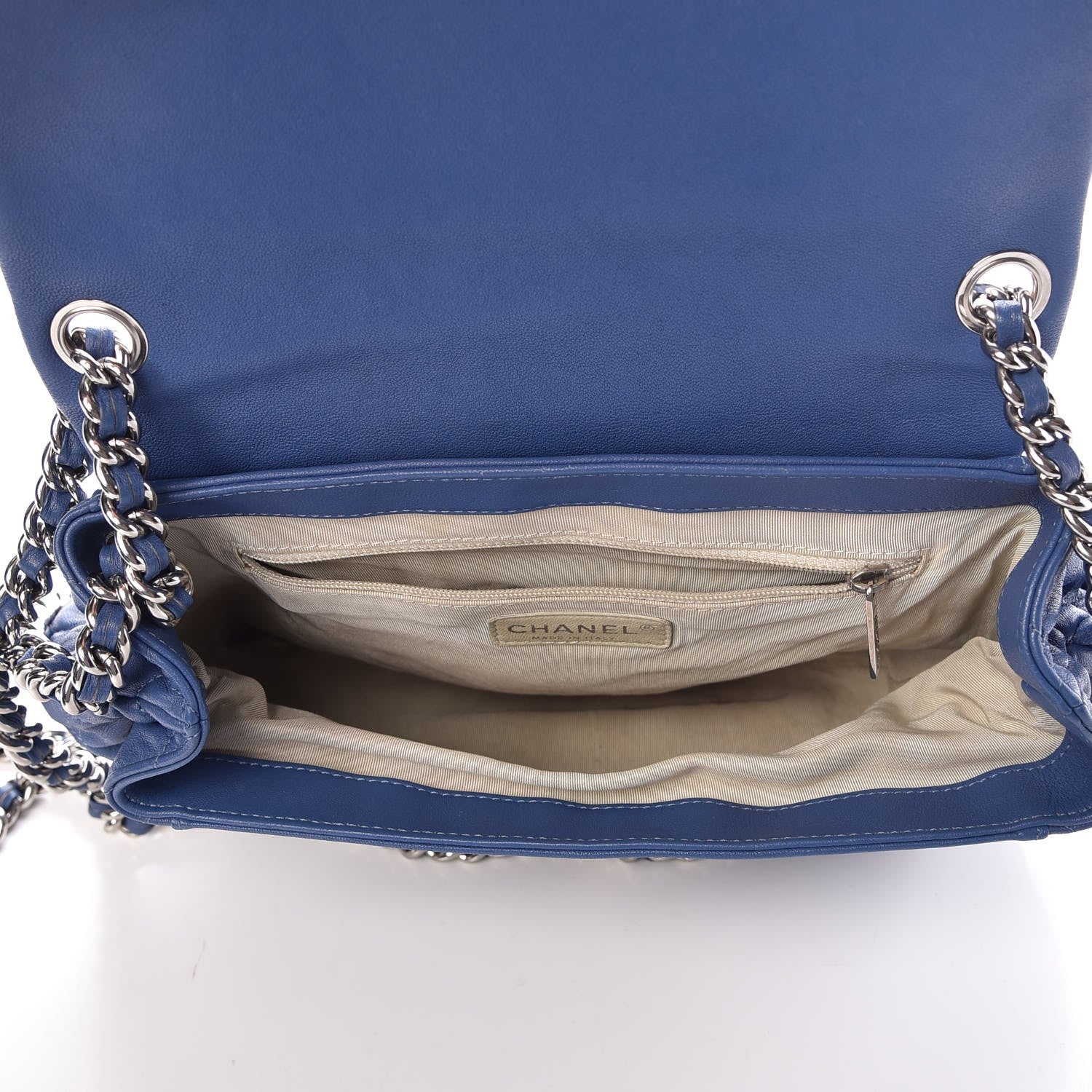 Chanel Washed Lambskin Quilted Medium Chain Around Messenger Blue 5 of 7