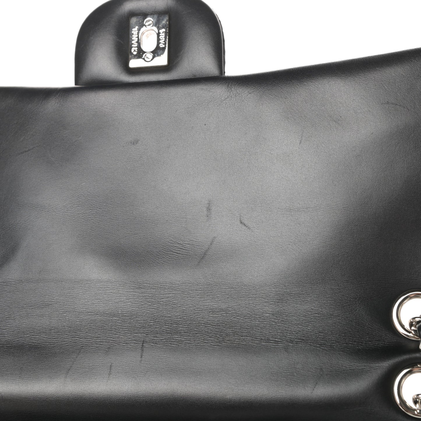 Lambskin Perforated Jumbo Punch Flap Black