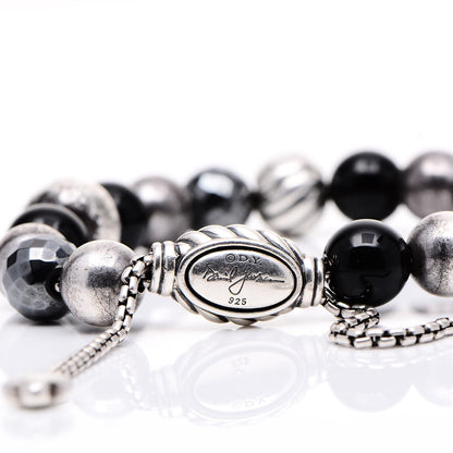 David Yurman Sterling Silver Black Onyx Hematite 8mm Elements Bead Bracelet 4 of 4