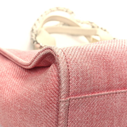 Chanel Woven Straw Raffia Medium Deauville Tote Pink White 9 of 14
