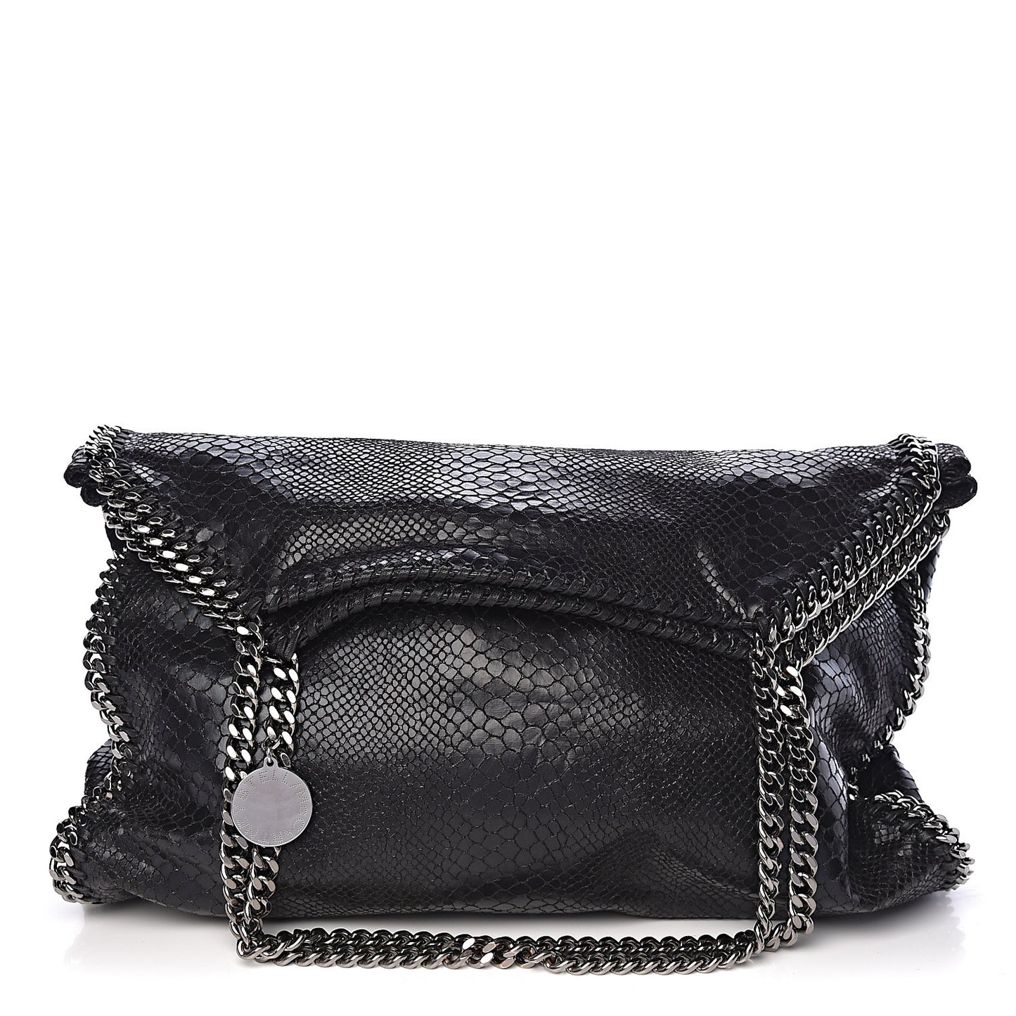 Snakeskin Effect Big Falabella Tote Black