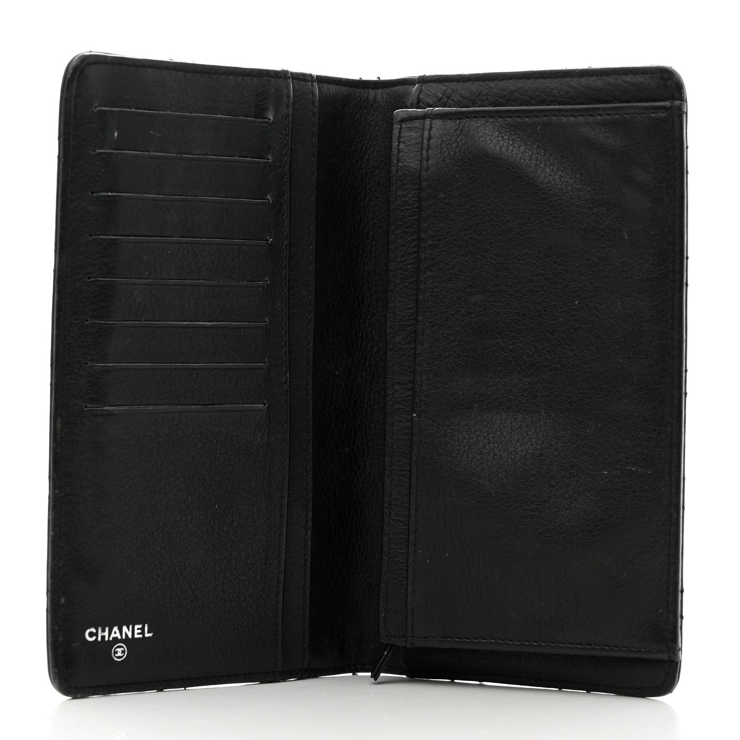 Chanel Distressed Caviar Stitched Yen Wallet Black 5 of 11