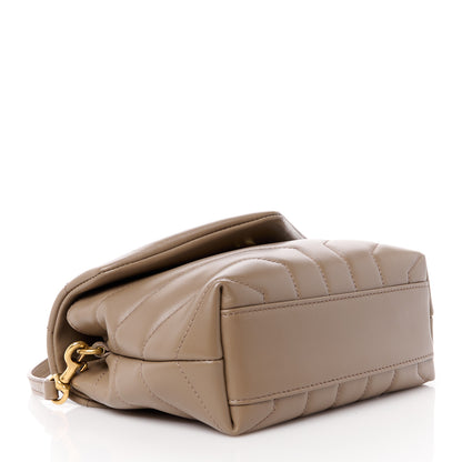 Saint Laurent Calfskin Y Quilted Monogram Toy Loulou Crossbody Bag Taupe 4 of 11