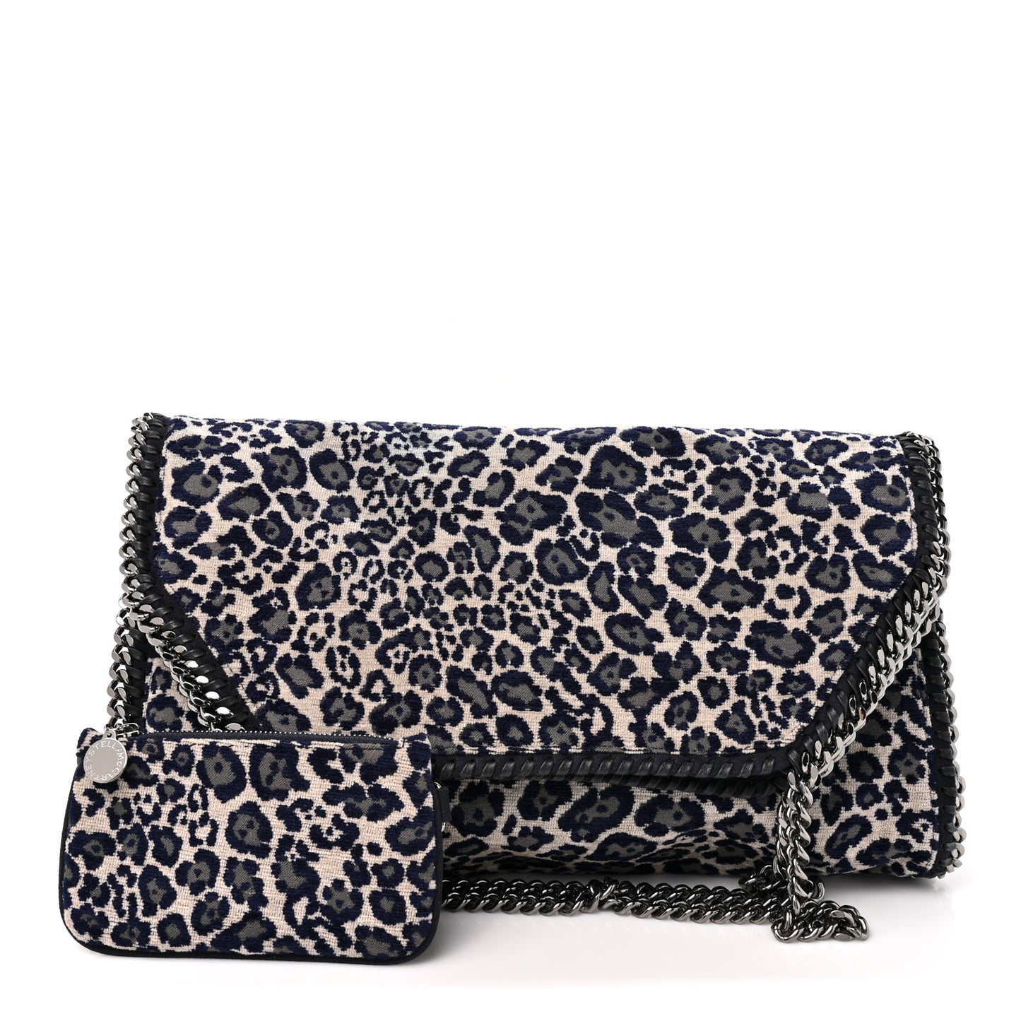 Cotton Canvas Leopard Big Falabella Fold Over Tote Grey
